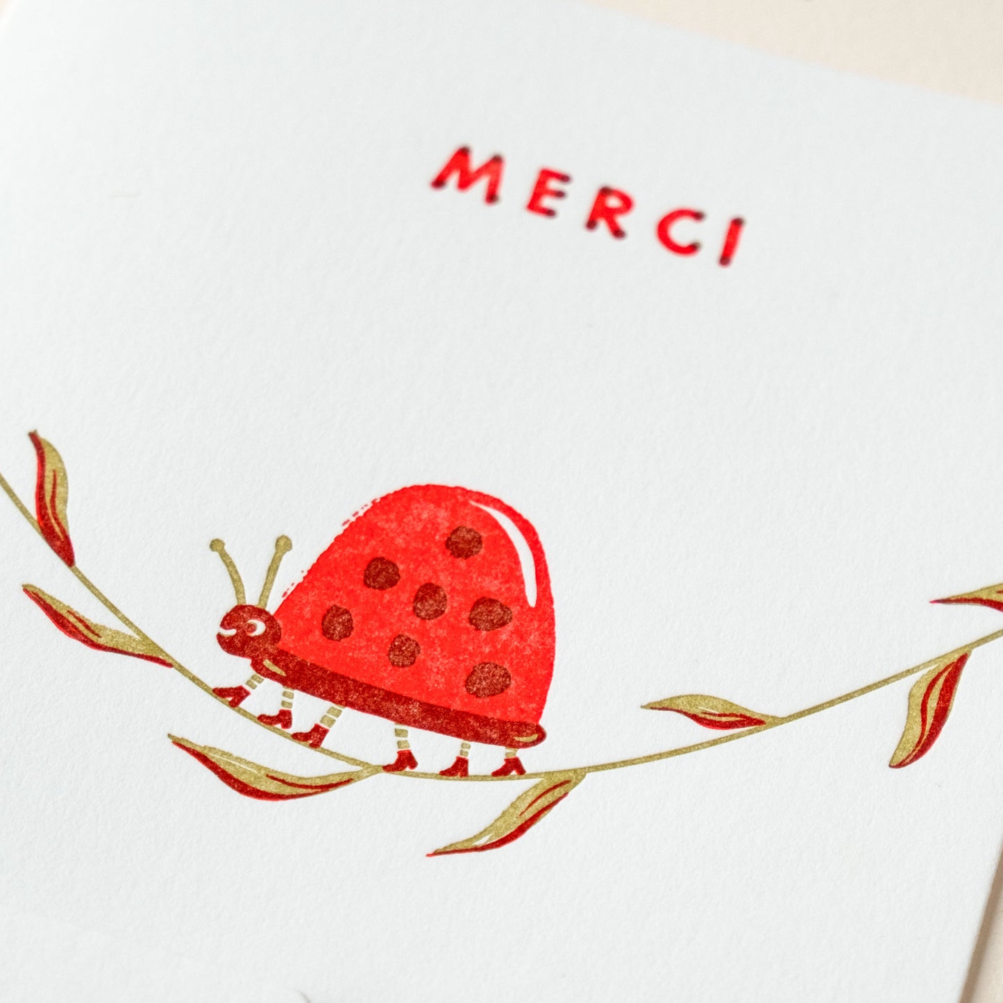 Merci Ladybug | Thanks | Letterpress Card