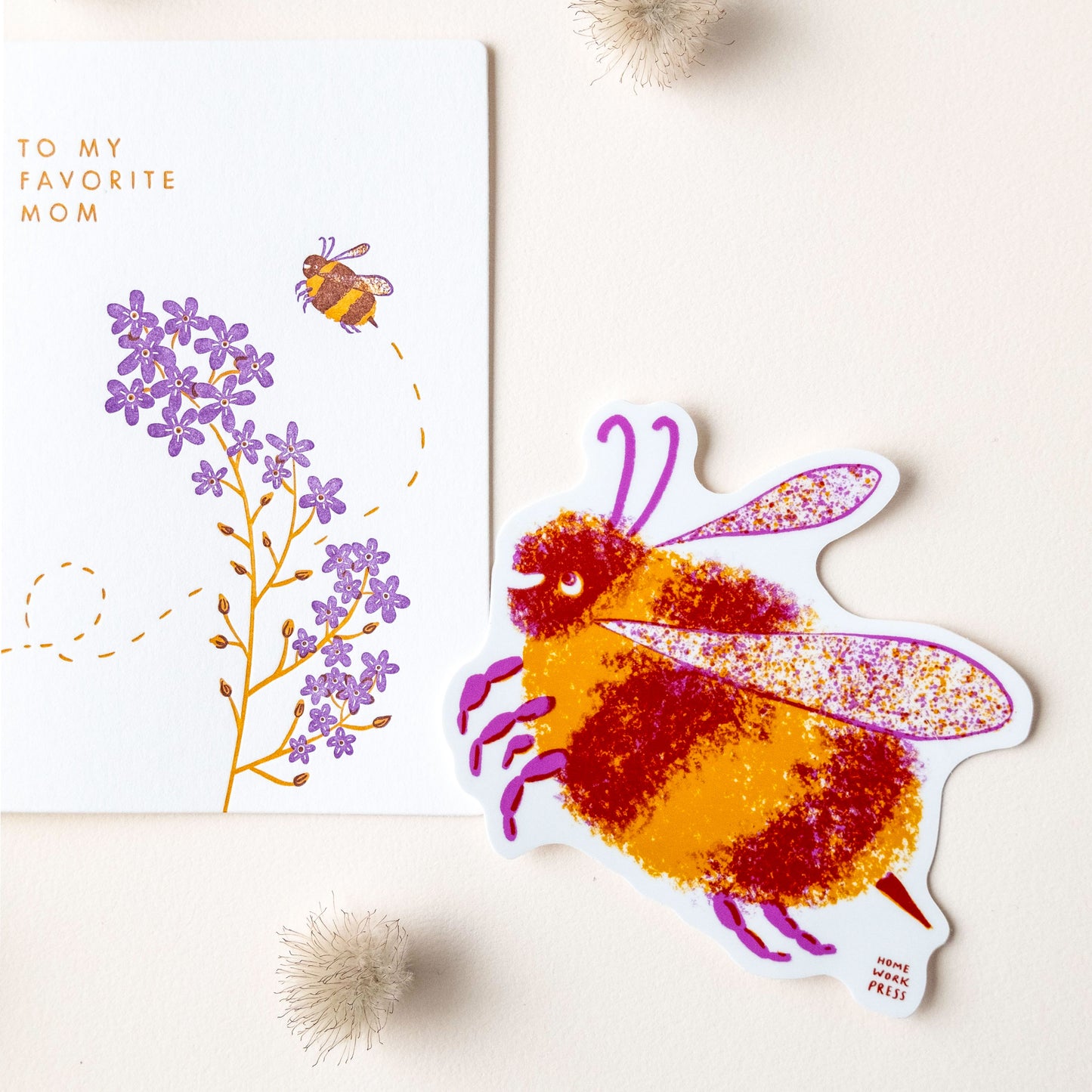 Mom Bumblebee | Flowers | Letterpress Card