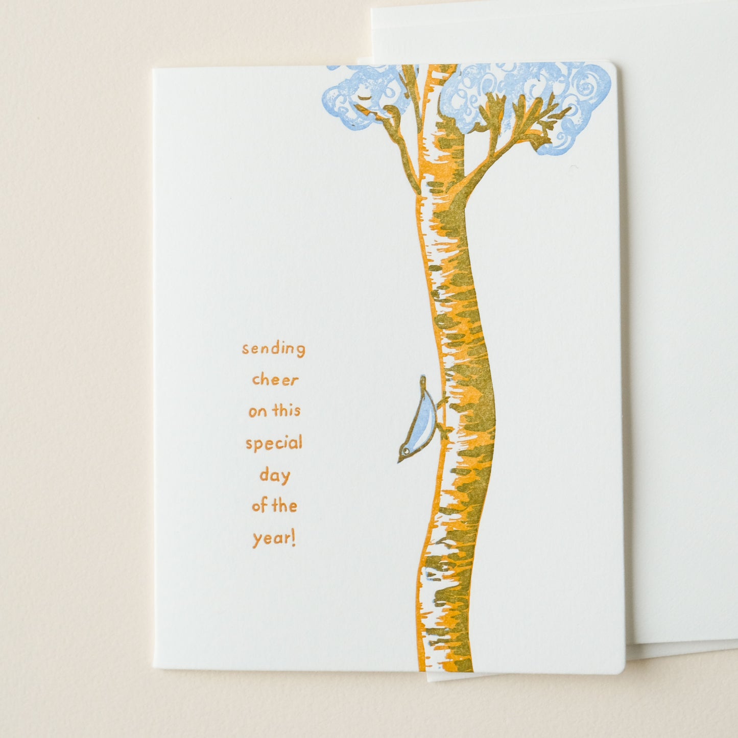 Bird sending cheer | Birthday Everyday | Letterpress Card