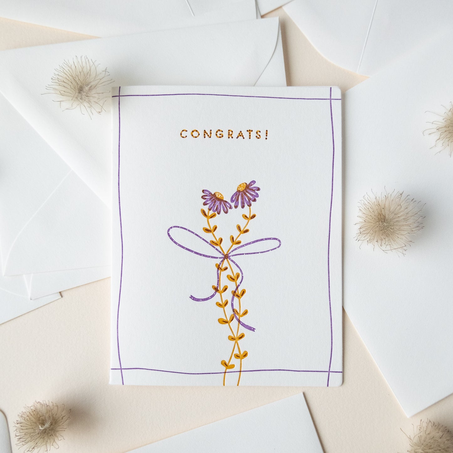 Congrats Flower Bow | Celebrate | Letterpress Card