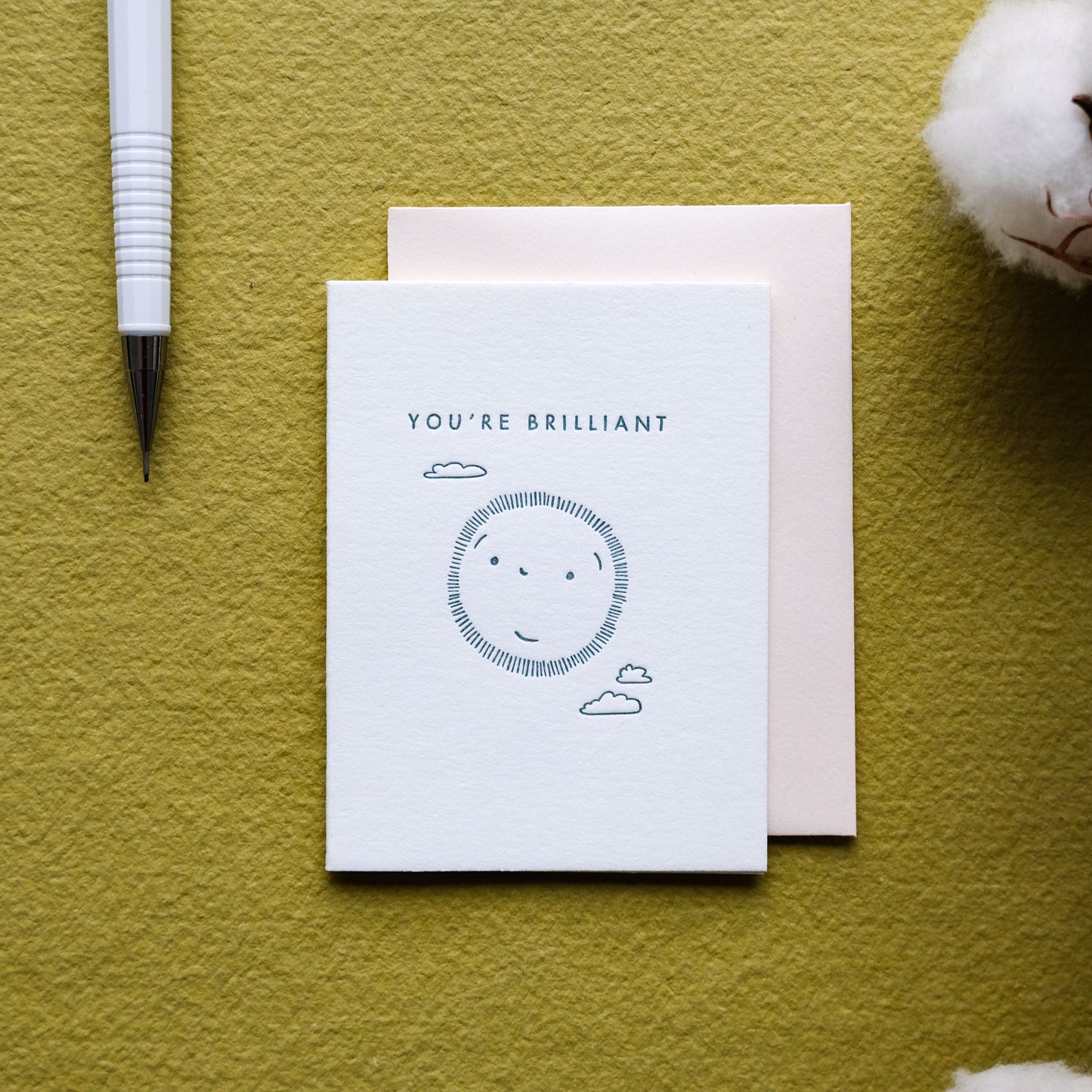 You're Brilliant Sun | Mini Letterpress Card