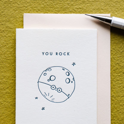 You Rock Moon | Mini Letterpress Card