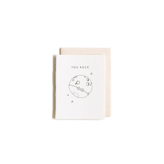 You Rock Moon Mini Letterpress Greeting Card