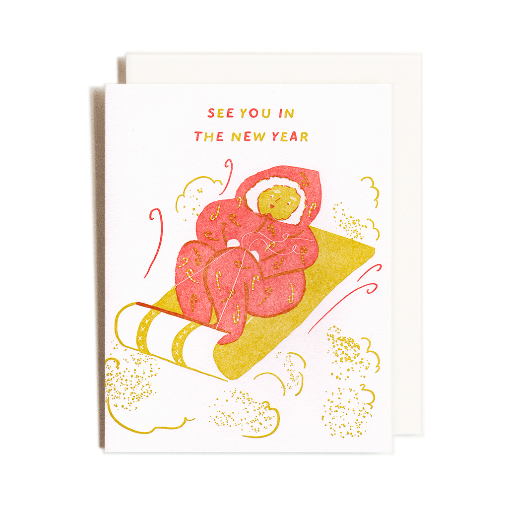 Tobogganing | Holiday | Letterpress Card